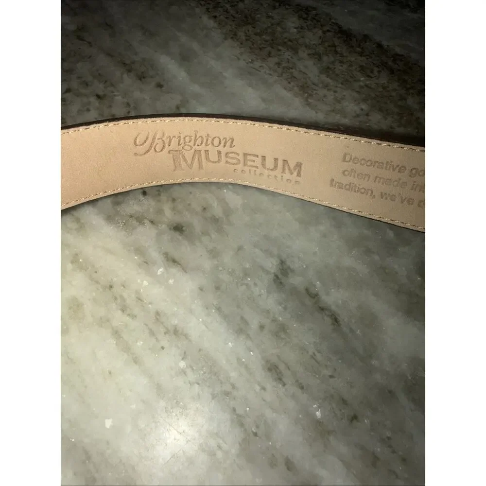 Brighton Museum Collection Brown Leather Belt Sphinx Pegasus Coins Med (Msca)
